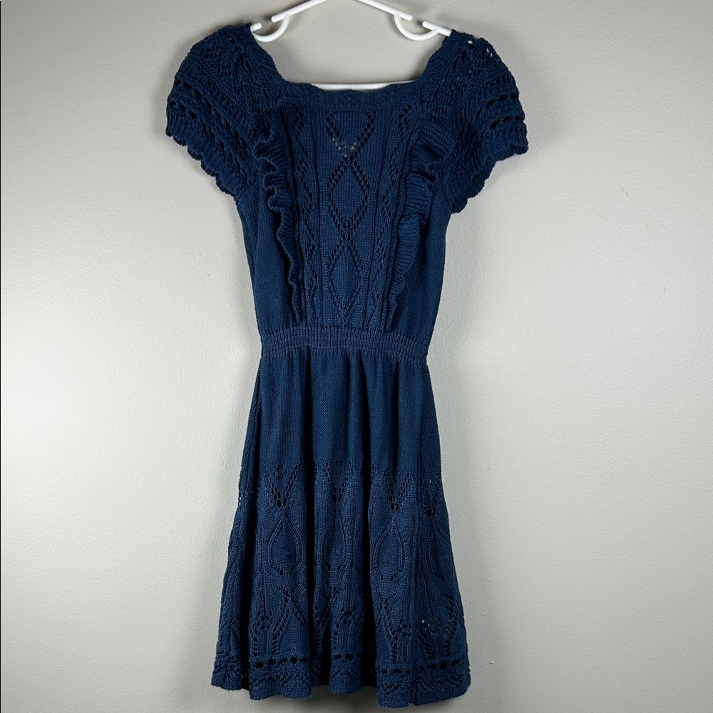 Evsie Maurices Navy Knit Dress Size XS